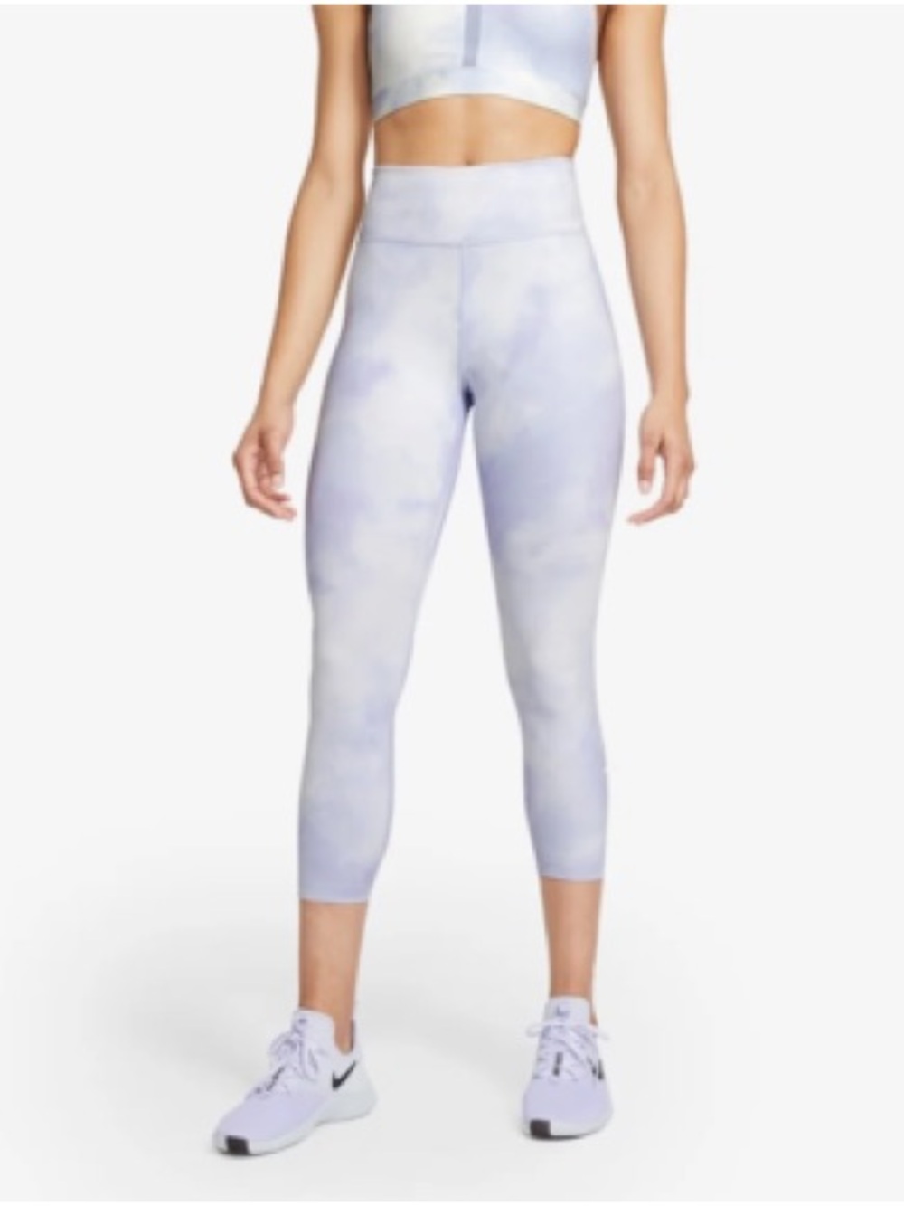 Nike One Icon Clash Cropped Leggings Purple White Size 2X